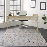 Nourison Grafix Grey 3'9" x 5'9" Area Rug, Modern, Botanical , Bed Room, Living Room, Dining Room, Kitchen, Easy Clean, Non Shedding, (4' x 6')