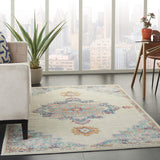 Nourison Passion Bohemian Grey/Multi 6'7" x 9'6" Area Rug, Easy Cleaning, Non Shedding, Bed Room, Living Room, Dining Room, Kitchen (7x10)