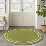 Nourison Essentials 6' x Round Green Ivory Contemporary Indoor/Outdoor Rug