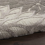 Nourison Aloha Indoor/Outdoor Floral Silver Grey 2' x 6' Area Rug, (6' Runner)