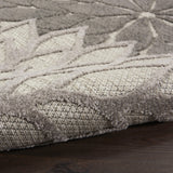 Nourison Aloha Indoor/Outdoor Floral Silver Grey 2' x 6' Area Rug, (6' Runner)