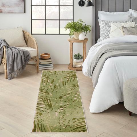 Nourison Aloha Ivory Green 2' x 6' Area Rug, Easy Clean, Non Shedding, Bed Room, Living Room, Dining Room, Kitchen (6' Runner)