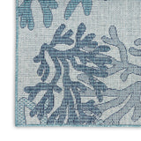 Nourison Garden Oasis Indoor/Outdoor Blue 5' x 7' Area Rug, Easy Cleaning, Non-Shedding, Bed Room, Living Room, Dining Room, Backyard, Deck, Patio (5x7)