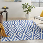 Nourison Whimsicle Diamond Ivory Blue 6' x 9' Area Rug, Easy Cleaning, Non Shedding, Bed Room, Living Room, Dining Room, Kitchen (6x9)