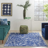 Nourison Whimsicle Floral Navy 5' x 7' Area Rug, Easy Cleaning, Non Shedding, Bed Room, Living Room, Dining Room, Kitchen (5x7)