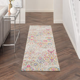 Nourison Damask Bohemian Multicolor 2'3" x 7'6" Area Rug, Easy Cleaning, Non Shedding, Bed Room, Living Room, Dining Room, Kitchen (2x8)