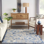 Nourison Aloha Indoor/Outdoor Blue/Grey 3'6" x 5'6" Area Rug, Easy Clean, Non Shedding, Bed Room, Living Room, Dining Room, Backyard, Deck, Patio (4x6)