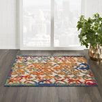 Nourison Aloha Indoor/Outdoor Multicolor 2'8" x 4' Area Rug, Transitional, French Country, Easy Cleaning, Non Shedding, Bed Room, Kitchen, Living Room, Deck, Backyard, (3' x 4')