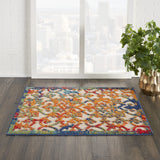 Nourison Aloha Indoor/Outdoor Multicolor 2'8" x 4' Area Rug, Transitional, French Country, Easy Cleaning, Non Shedding, Bed Room, Kitchen, Living Room, Deck, Backyard, (3' x 4')