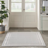 Nourison Essentials 60" Square Contemporary Indoor/Outdoor Rug in Gray/Ivory