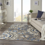 Nourison Aloha Indoor/Outdoor Floral Grey/Multi 3'6" x 5'6" Area Rug (4' x 6'), 3'6"X5'6",
