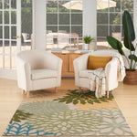 Nourison Aloha Tropical Indoor/Outdoor Green Multicolor 3'6" x 5'6" Area Rug, Easy Cleaning, Non Shedding, Bed Room, Living Room, Dining Room, Backyard, Deck, Patio (4x6)