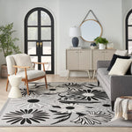 Nourison Aloha 4' x 6' Black White Fabric Contemporary Area Rug (4' x 6')