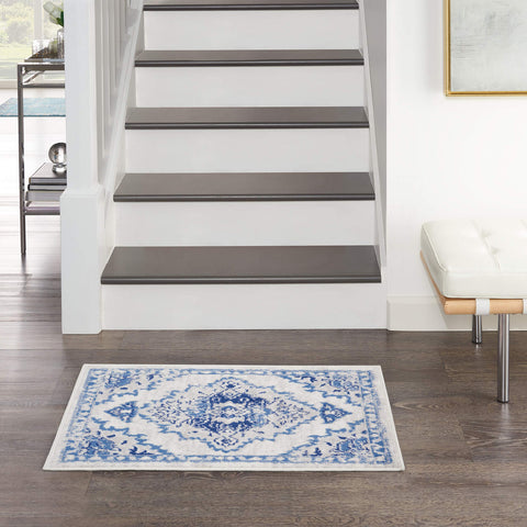 Nourison Whimsicle Vintage Ivory Blue 2' x 3' Area Rug, Easy Cleaning, Non Shedding, Bed Room, Living Room, Dining Room, Kitchen (2x3)