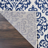 Nourison Grafix Damask White/Blue 6' x 9' Area -Rug, Easy -Cleaning, Non Shedding, Bed Room, Living Room, Dining Room, Kitchen (6x9)