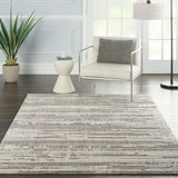 Nourison Textured Contemporary Abstract Ivory/Charcoal 2'2" x 7'6" Area Rug, Easy Cleaning, Non Shedding, Bed Room, Living Room, Dining Room, Kitchen (2x8)