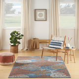 Nourison Pompeii Coastal, Nautical & Beach Blue Multicolor 4' x 6' Area Rug, Easy Clean, Non Shedding, Bed Room, Living Room, Dining Room, Kitchen (4x6)