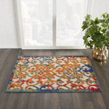 Nourison Aloha Indoor/Outdoor Multicolor 2'8" x 4' Area Rug, Transitional, French Country, Easy Cleaning, Non Shedding, Bed Room, Kitchen, Living Room, Deck, Backyard, (3' x 4')