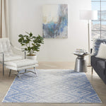 Nourison Whimsicle Tribal Ivory Blue 4' x 6' Area Rug, Easy Cleaning, Non Shedding, Bed Room, Living Room, Dining Room, Kitchen (4x6)