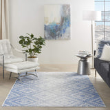 Nourison Whimsicle Tribal Ivory Blue 4' x 6' Area Rug, Easy Cleaning, Non Shedding, Bed Room, Living Room, Dining Room, Kitchen (4x6)