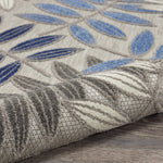 Nourison Aloha Indoor/Outdoor Grey/Blue 2'3" x 10' Area Rug, Easy Cleaning, Non Shedding, Bed Room, Living Room, Dining Room, Backyard, Deck, Patio (2x10)