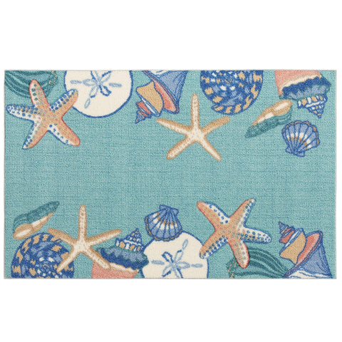 Nourison 20x32 Sea Shells Accent Rug 20'' X 32'' Turquoise