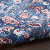 Nourison Brilliance Machine Washable Traditional Vintage Blue/Brick 2' x 6' Area -Rug, Easy -Cleaning, Non Shedding, Bed Room, Living Room, Dining Room, Kitchen (2x6)