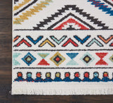 Nourison Tribal Decor Tribal White 2'2'' x 7'9'' Area-Rug, Easy-Cleaning, Non Shedding, Bed Room, Living Room, Dining Room, Kitchen (2x8)
