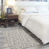 Nourison Grafix Floral Grey 3' x 5' Area Rug, Easy Clean, Non Shedding, Bed Room, Living Room, Dining Room, Kitchen (3x5)