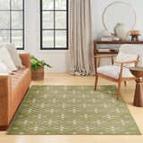 Nourison Essentials Indoor/Outdoor Green Ivory 4' x 6' Area Rug, Easy Cleaning, Non Shedding, Bed Room, Living Room, Dining Room, Backyard, Deck, Patio (4x6)