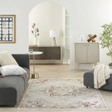 Nourison Geneva Brick Silver 5'3" x 7'3" Area Rug, Traditional, French Country, Easy Cleaning, Non Shedding, Bed Room, Living Room, Dining Room, Kitchen, (5' x 8')