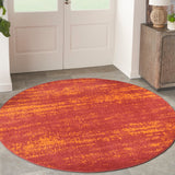 Nourison Essentials 4' x Round Red Modern Indoor/Outdoor Rug
