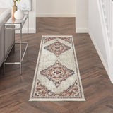 Nourison Geneva Brick Silver 2'2" x 7'6" Area Rug, Traditional, French Country, Easy Cleaning, Non Shedding, Bed Room, Living Room, Dining Room, Kitchen, (8' x Runner)
