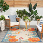 Nourison Aloha 4' x 6' Ivory Multicolor Fabric Outdoor Area Rug (4' x 6')