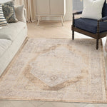 Nourison Astra Machine Washable Beige 5'3" x 7' Area Rug, Easy Clean, Non Shedding, Bed Room, Living Room, Dining Room, Kitchen (5' x 7')