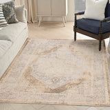 Nourison Astra Machine Washable Beige 5'3" x 7' Area Rug, Easy Clean, Non Shedding, Bed Room, Living Room, Dining Room, Kitchen (5' x 7')