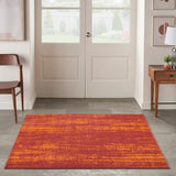 Nourison Essentials Indoor/Outdoor Red 5' x Square Area Rug, Easy Cleaning, Non Shedding, Bed Room, Living Room, Dining Room, Backyard, Deck, Patio (5 Square)