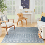 Nourison Astra Machine Washable Bohemian Blue 5'3" x 7' Area Rug, Easy Clean, Non Shedding, Bed Room, Living Room, Dining Room, Kitchen (5x7)