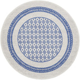 Nourison Whimsicle Geometric Ivory Blue 5' x Round Area Rug, Easy Cleaning, Non Shedding, Bed Room, Living Room, Dining Room, Kitchen (5 Round)