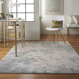Nourison TRA08 Tranquil Floral Contemporary Grey/Pink Area Rug 4' X 6', 4 ft x 6 ft