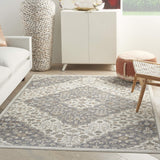 Nourison Elation Floral Ivory Grey 5'3" x 7'3" Area Rug, Easy-Cleaning, Non Shedding, Bed Room, Living Room, Dining Room, Kitchen (5x7)