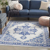Nourison Whimsicle Traditional Ivory Blue 5' x 7' Area Rug, Easy Cleaning, Non Shedding, Bed Room, Living Room, Dining Room, Kitchen (5x7)