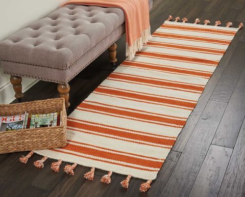 Nourison Solano Bohemian Ivory/Orange 2'2" x 7'6" Area -Rug, Easy -Cleaning, Non Shedding, Bed Room, Living Room, Dining Room, Kitchen (2x8)