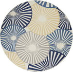 Nourison Grafix Geometric White 8' x Round Area Rug, Easy Clean, Non Shedding, Bed Room, Living Room, Dining Room, Kitchen (8 Round)