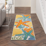Nourison Aloha Indoor/Outdoor Multicolor 2'3" x 8' Area Rug, Coastal, Tropical, Easy Cleaning, Non Shedding, Bed Room, Living Room, Deck, Backyard, (8' x Runner)