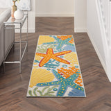 Nourison Aloha Indoor/Outdoor Multicolor 2'3" x 8' Area Rug, Coastal, Tropical, Easy Cleaning, Non Shedding, Bed Room, Living Room, Deck, Backyard, (8' x Runner)