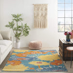 Nourison Allur Turquoise Multicolor 4' x 6' Area Rug, Modern, Floral, Bed Room, Living Room, Dining Room, Kitchen, Easy Cleaning, Non Shedding