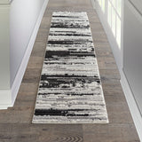 Nourison Textured Contemporary Abstract Ivory/Charcoal 2'2" x 7'6" Area Rug, Easy Cleaning, Non Shedding, Bed Room, Living Room, Dining Room, Kitchen (2x8)
