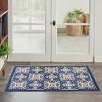 Nourison Aloha Indoor/Outdoor Blue 2'8" x 4' Area Rug, Easy Cleaning, Non Shedding, Bed Room, Living Room, Dining Room, Backyard, Deck, Patio (3x4)