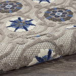 Nourison Aloha Indoor/Outdoor Grey/Blue 3'6" x 5'6" Area Rug, Easy Clean, Non Shedding, Bed Room, Living Room, Dining Room, Deck, Backyard, Patio (4x6)